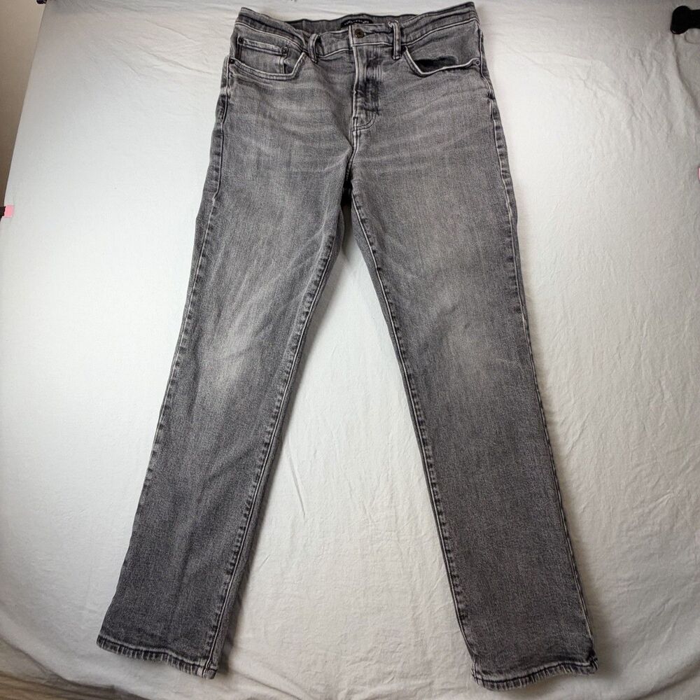 Lucky Brand Men's 34x32 223 Straight Gray Washed Denim Jeans Distressed